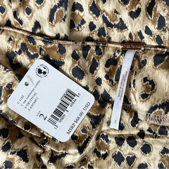 NWT FREE PEOPLE Y2K 90s Satin Leopard Print Ruched Side Slit Pencil Mini Skirt 2 - Picture 8 of 9